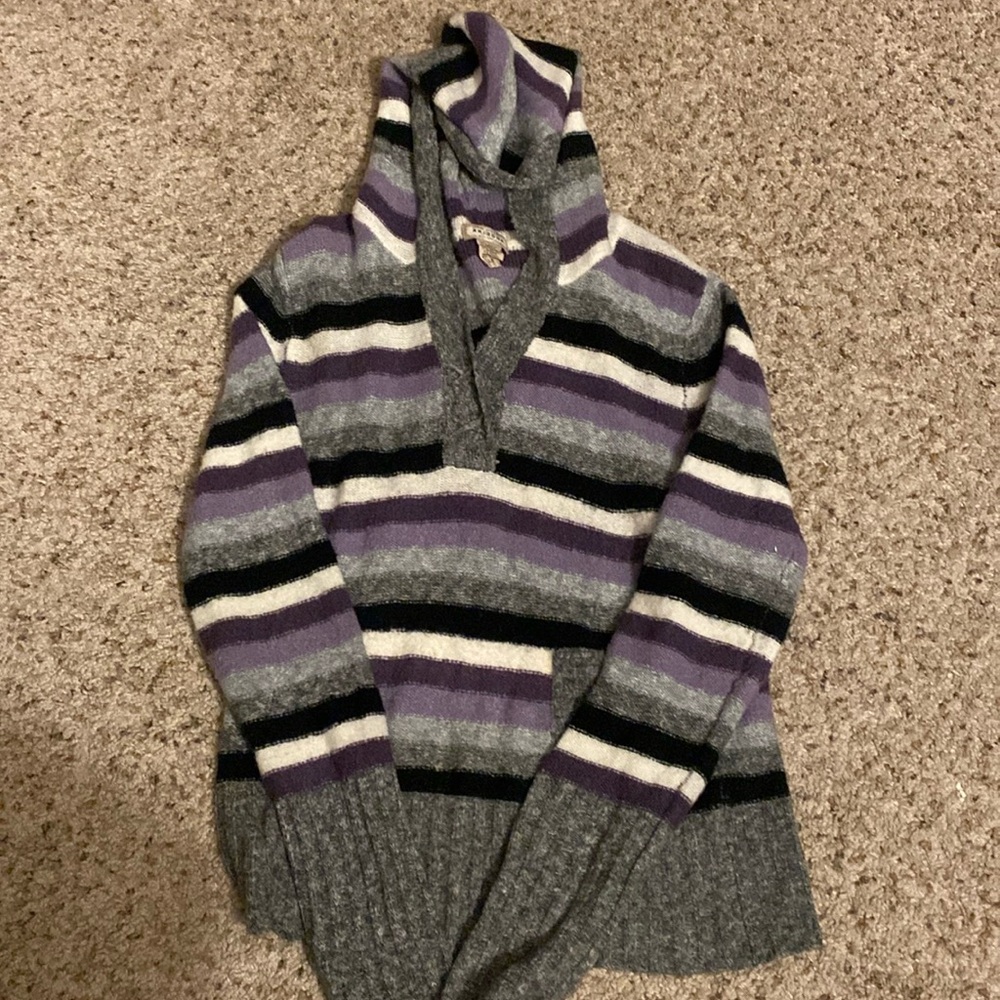 ARIZONA Purple & White-Striped Gray Hooded Long-Sleeve